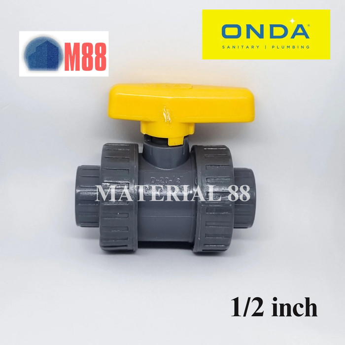 ONDA True Union 1/2 inch Sok PVC Watermur Ball Valve  Water Mur Stop Kran