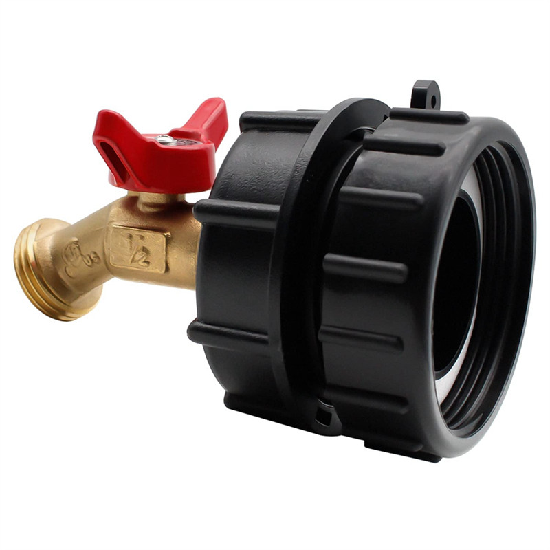 IBC Tote Fitting,275-330 Gallon IBC Tote Tank Adapter Fine Thread Tote Valve,Lead-Free Brass Hose Fa