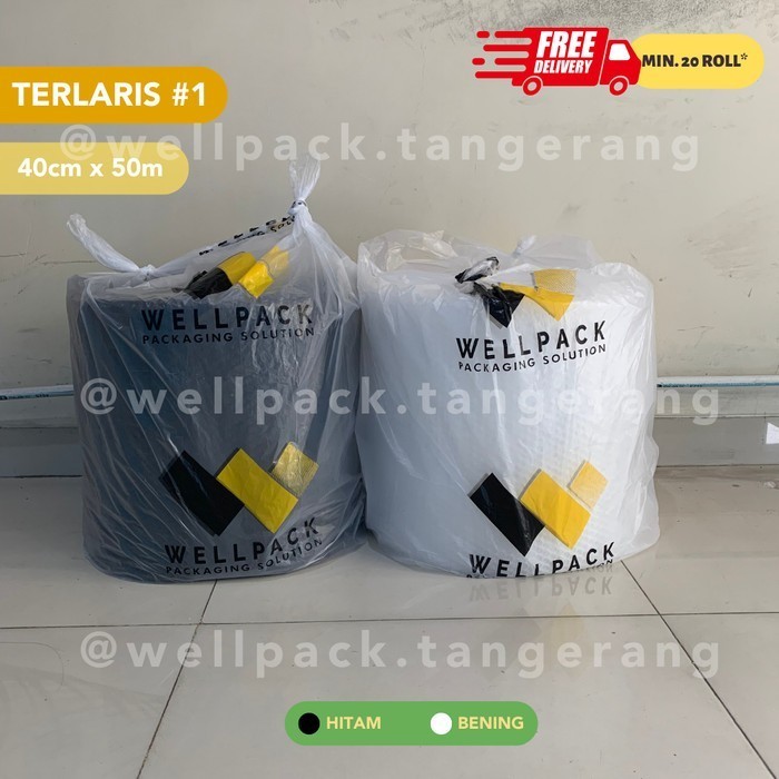 

Plastik Bubble Wrap Roll Potongan 40cm / 60cm x 50m Hitam & Bening - Bening, 40cm