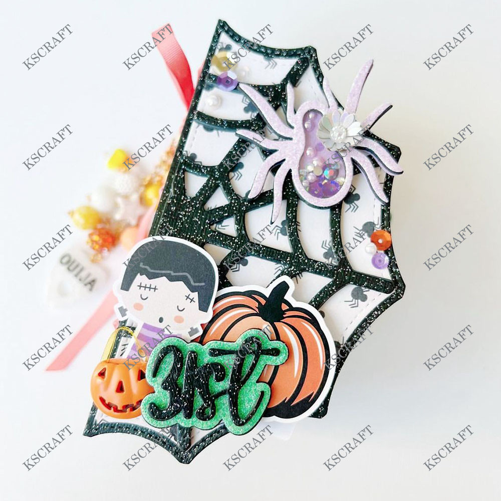

KSCRAFT Halloween Spiderweb Mini Album Cutting Dies Stencils for DIY Scrapbooking Decorative Embossing DIY Paper Cards