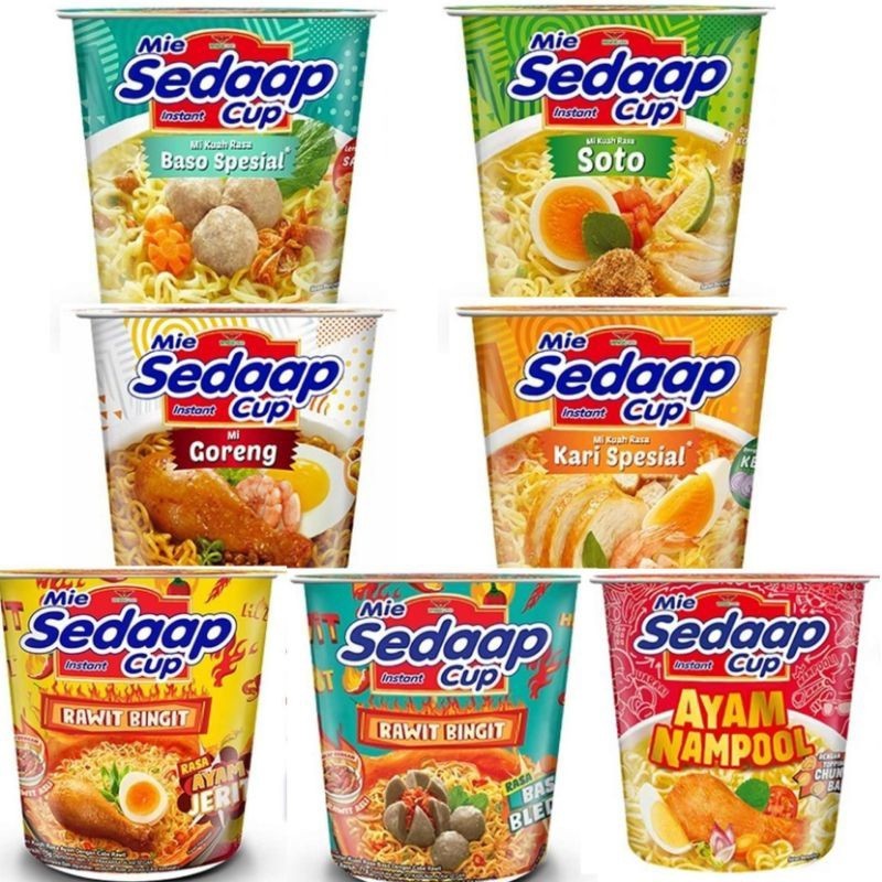 

MIE SEDAAP Instant Cup 1 pcs | Baso spesial soto goreng kari ayam jerit bakso bledug ayam nampol rawit bingit