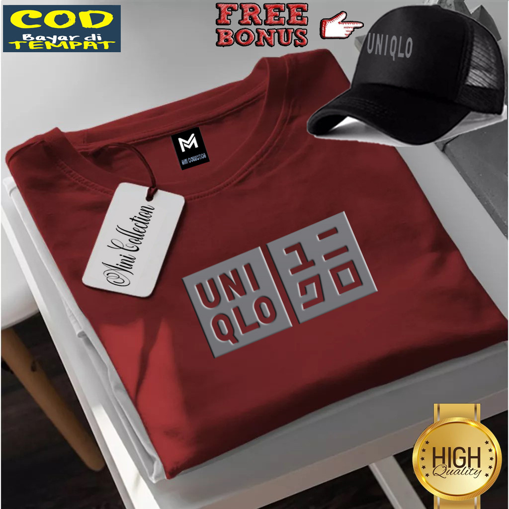 shopdita671 Bonus Topi . Kaos Pendek Distro Uniqlo Blok Silver Terbaru../ Terkeren 1805 < Baju Lenga