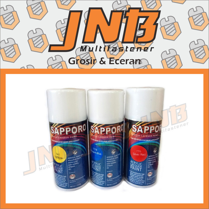 Sapporo Standard Colours & Metalic 150 ml / Cat Spray Semprot Aerosol Pilox - Pylox - Pilok Hitam Pu
