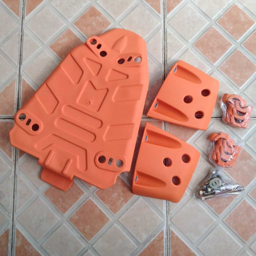 COD/ENGINE GUARD COVER TUTUP PELINDUNG MESIN BAWAH DAN SAMPING WARNA ORANGE KAWASAKI KLX 150 S L DTR