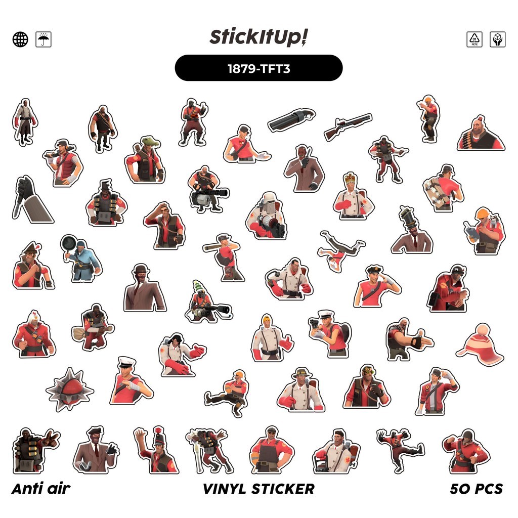 

COD✨ 50 Pcs Stiker TEAM F0RTRES CHAR MIX 03 Lucu Anti Air Untuk Dekorasi Notebook Sepeda Skateboard Handphone DIY