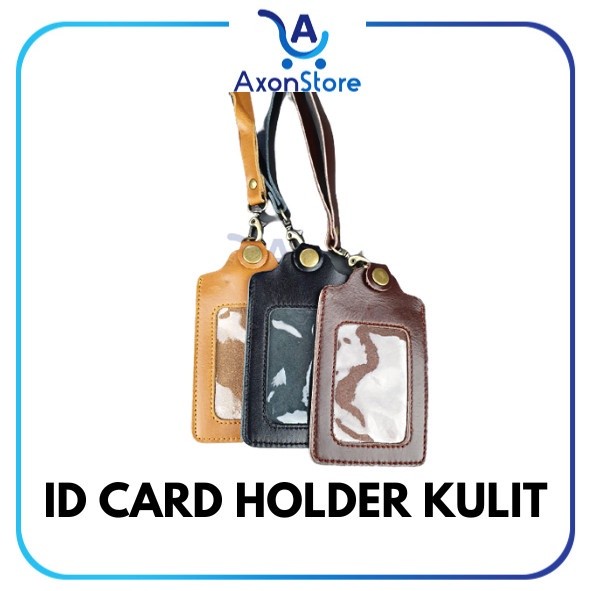 

KULIT ASLI Gantungan ID Card Holder Name Tag Kalung Sapi Leather Genuine