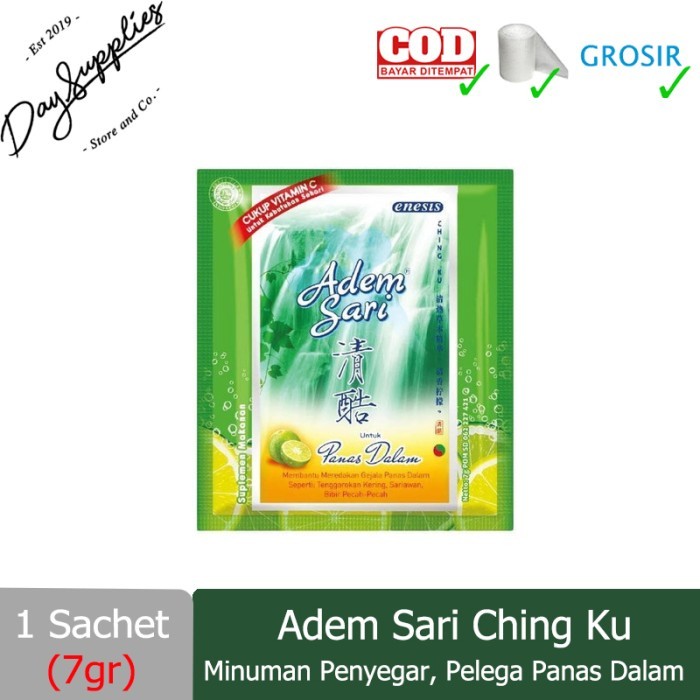 

Adem Sari Ching Ku Satchet 7gr / Minuman Penyegar dan Pelega Panas Dalam 7 gr (1 Satchet)