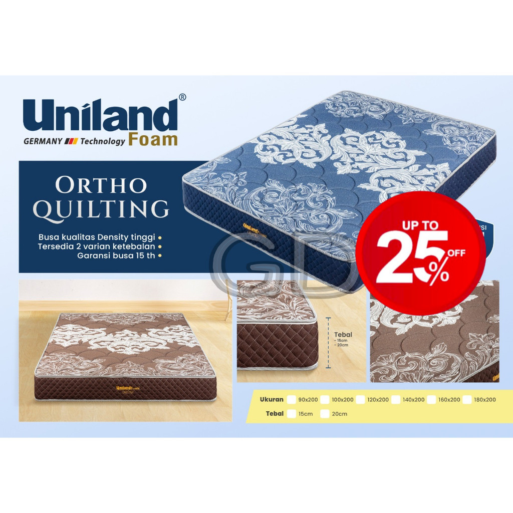 Kasur Busa Rebonded Uniland Foam Type Ortho Quilting Tebal 15Cm