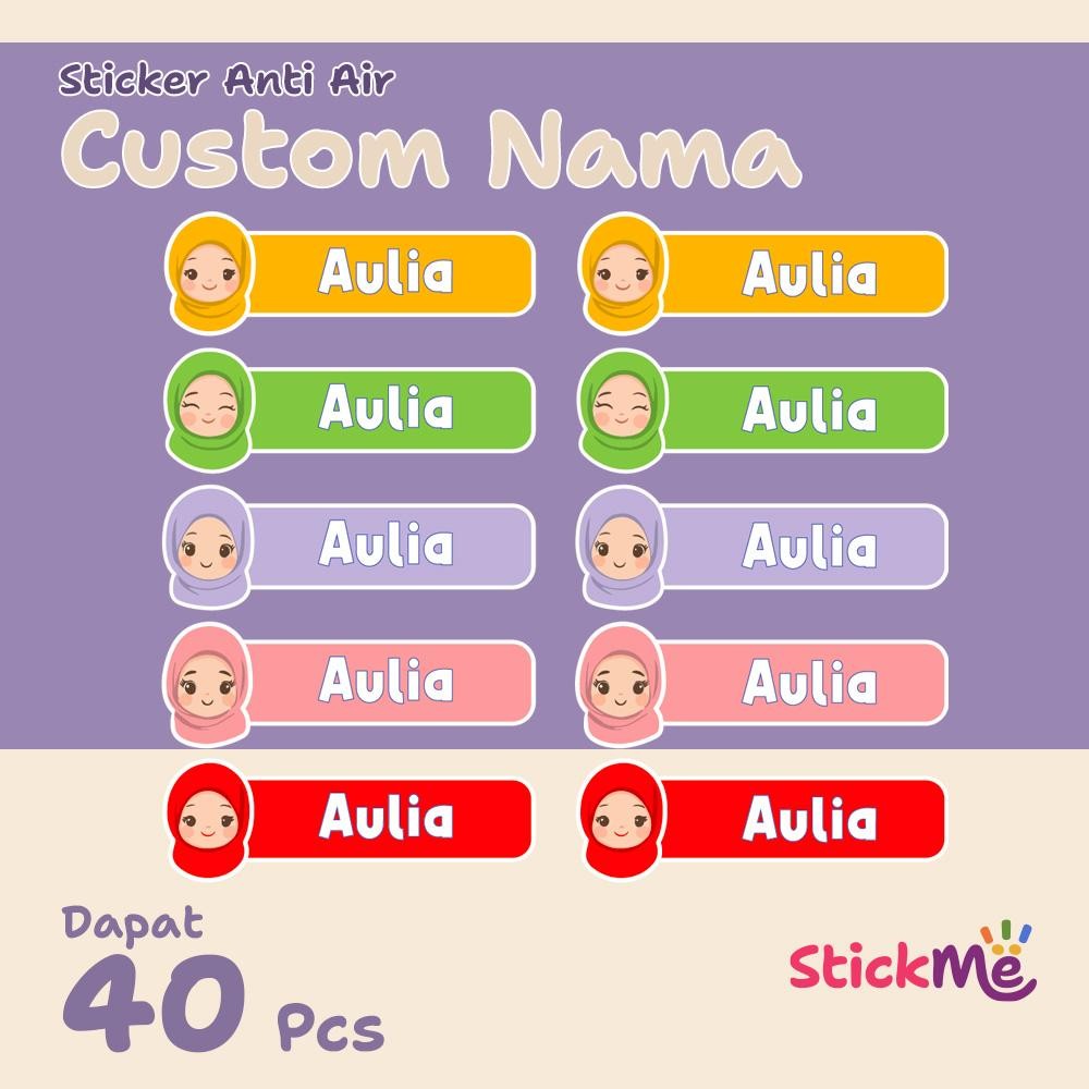 

Stickme Sticker Hijab UV DTF Custom Nama Dapat 40 pcs Anti Air