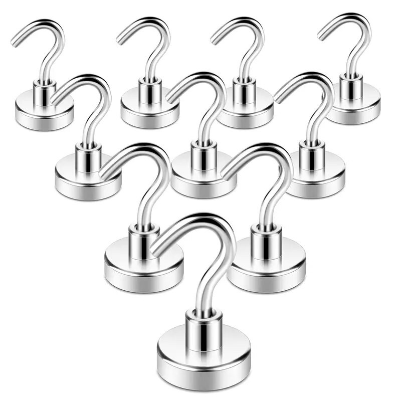 

10Pcs Strong Magnetic Hooks Load Bearing Hook MultiPurpose Storage For Home Kitchen Bar Storage Key Hanging Hanger