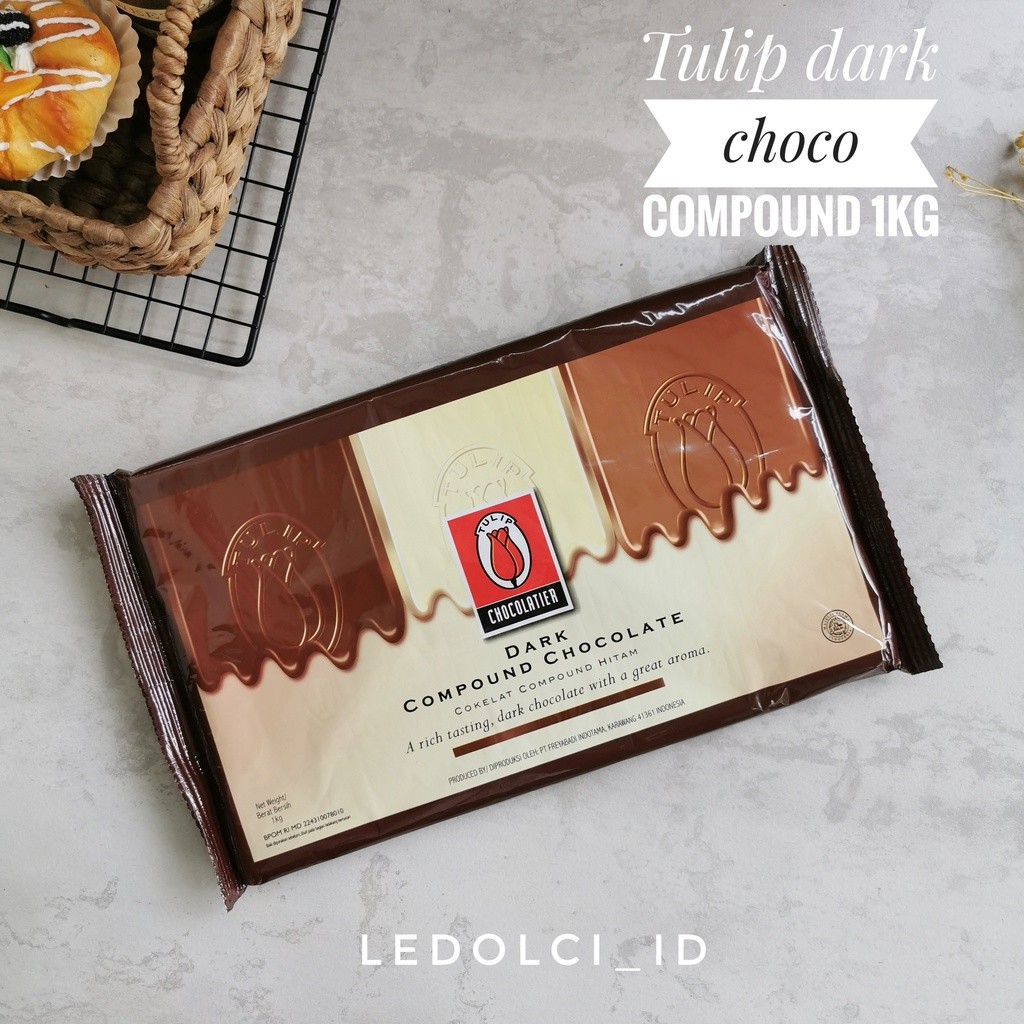 

TULIP DARK CHOCOLATE COMPOUND TULIP DCC DARK COKLAT 1 KG