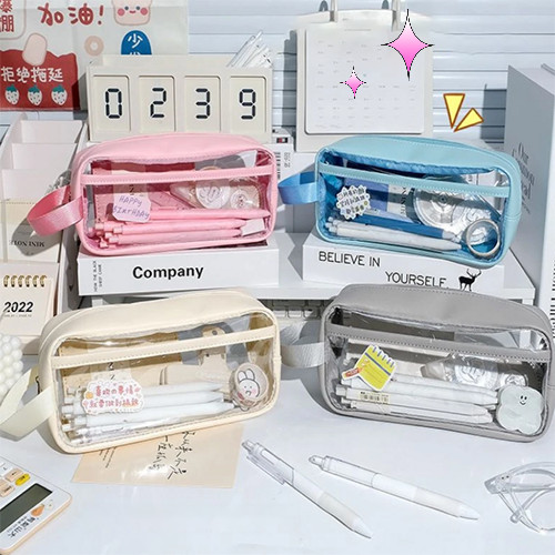 

Tempat Pensil Transparan / Kotak Pensil Kapasitas Besar / Pencil Case Aesthetic Portable / Kotak Pensil Large Pen Pouch Lucu Korea / Kotak Pensil Aesthetic Muat Banyak / Stationery Organizer / Alat Tulis Kantor barang aesthetic
