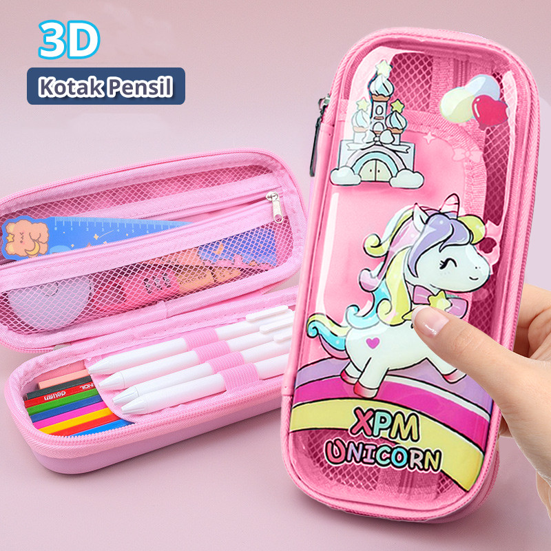 

Matougui 3D Tempat Pensil Karakter Timbul Kotak Pencil Anak Sekolah Squisy Pencil Case Unicorn Tempat pensil transparan