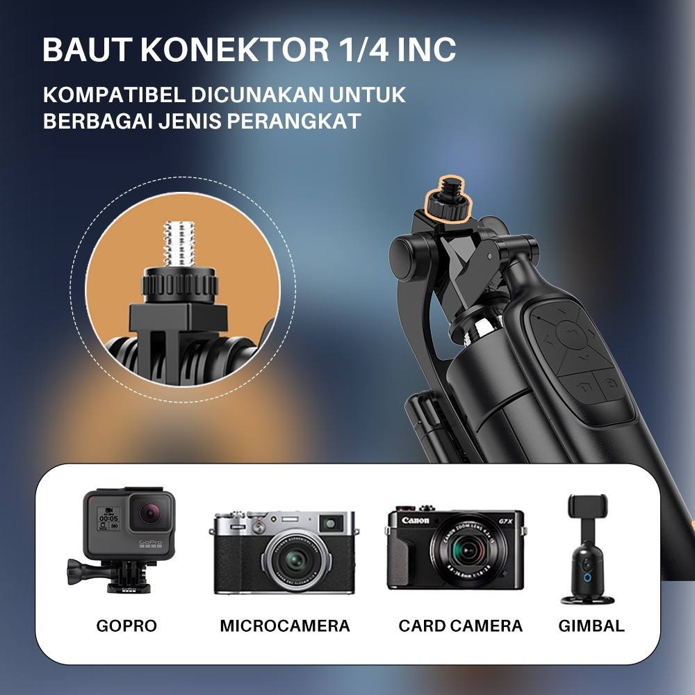 NEW JQVITEK 1600MM TRIPOD TONGSIS BLUETOOTH SELFIE STICK TRIPOD 160CM HANDPHONE BLUETOOTH TONGSIS