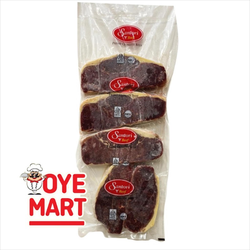 

SANTORI BEEF PREMIUM STRIPLOIN STEAK 200GR ISI 5/DAGING PILIHAN