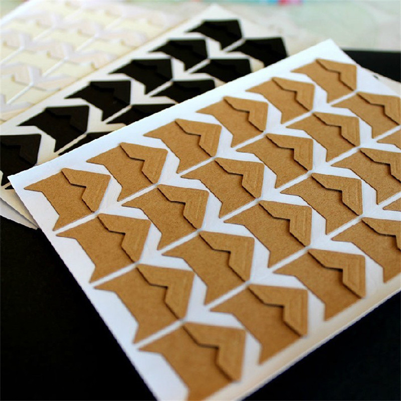 

120 pcs/lot (5 sheets) DIY Vintage Corner kraft Paper Stickers for Photo Albums Frame Decoration Scrapbooking