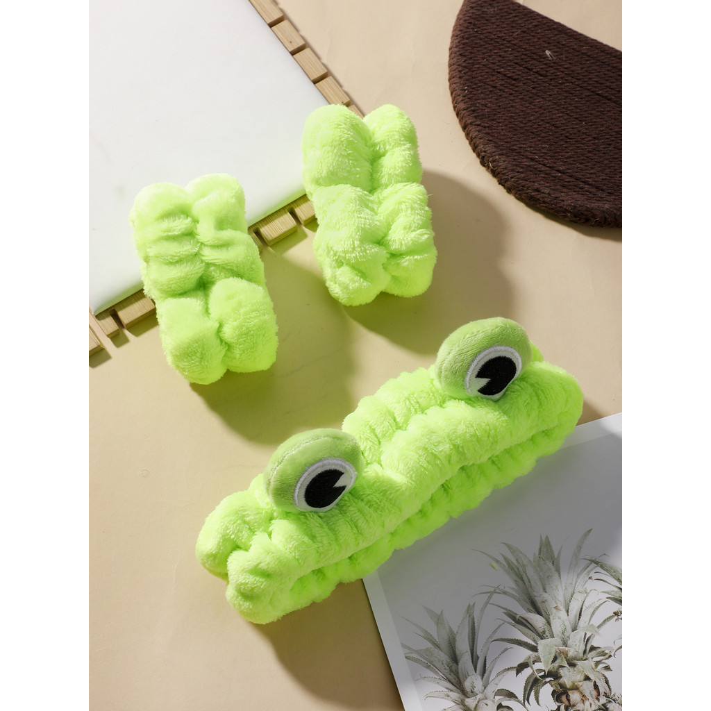 

3Pcs Headbands for Women Cute Frog Headband Wash Face Wristband Makeup Spa Yoga Hair Band Gift Hair Accessories for Girls