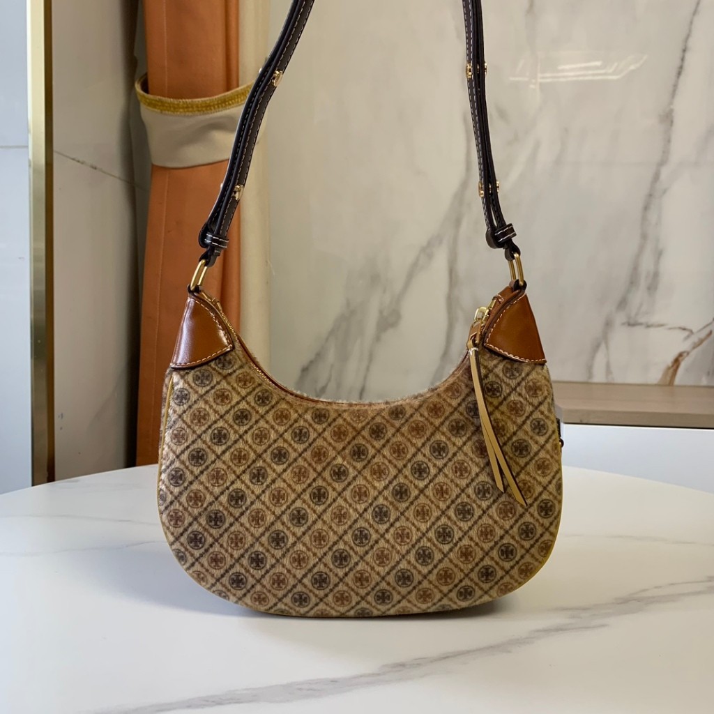 New Counter ORI TORY BURCH New Moon Bag Monogram Old Flower Underarm Bag New Half Moon Bag Cross Sho