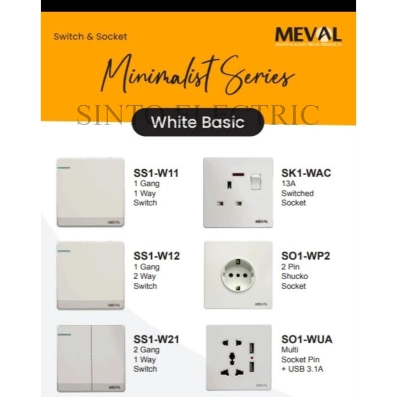MEVAL Stopkontak ac meval white basic