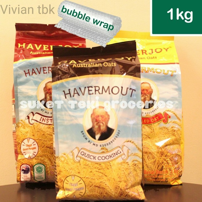 

vv Haverjoy Havermout Oatmeal 1kg Instan / Rolled Oat / Quick Cooking - Quick (Coklat)