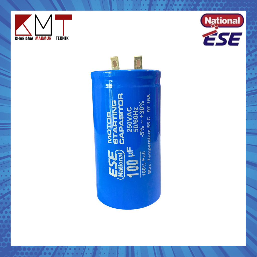 CAPASITOR BULAT / KAPASITOR DINAMO / KAPASITOR KAKI 2 CONDENSOR 100UF ESE NATIONAL