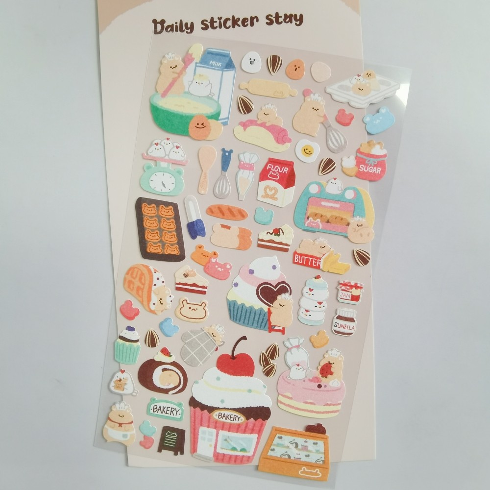 

Korean Import Original BONITO Hamster Bakery Cake Desserts Stickers Scrapbooking Diy Journal Diary Cute Stationery Sticker Gift