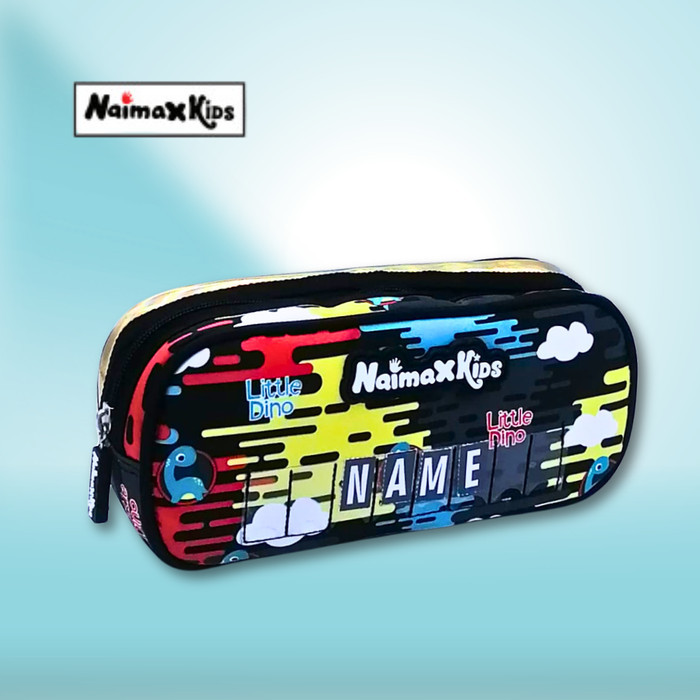 

[Promo] Pencil Case Custom Nama | Naimax kids Pencil Case Anak Laki-Laki - Dino Black