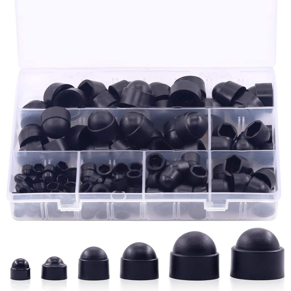 160 piece bolt cover screw cap plastic nut combination kit, M4M5M6M10M12 durable nylon insert lock n
