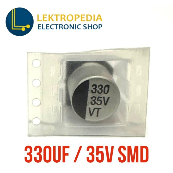 Elco 330uf 35v SMD 10x10.2mm Kapasitor 330 uf mikro 35 v volt 35volt Elko Capasitor