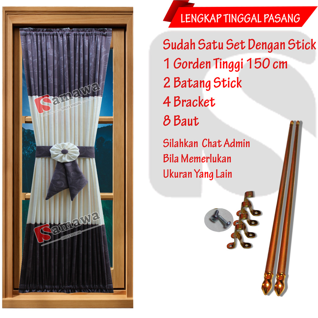 SAMAWA Gorden hordeng jendela ukuran  1 5 meter murah minimalis beserta batang