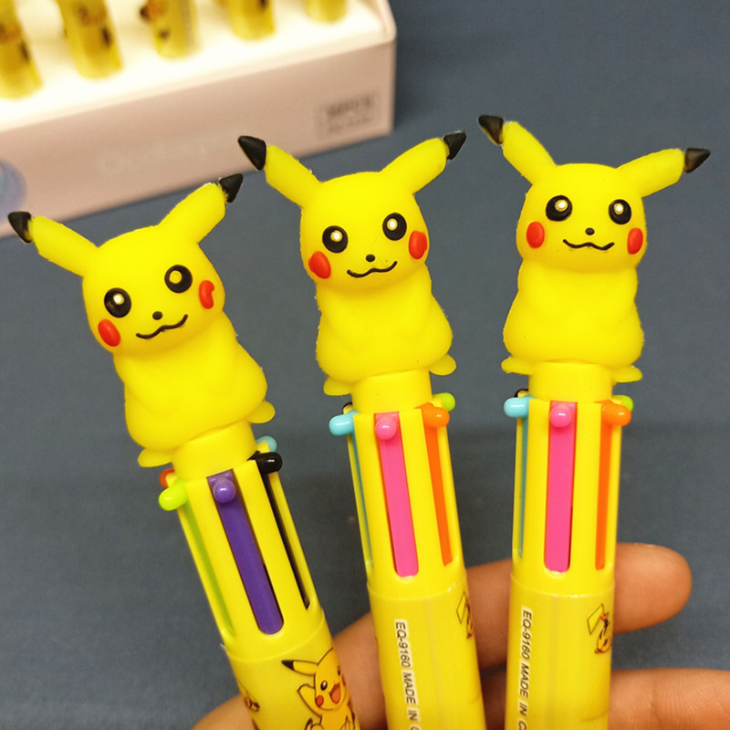 

Pikachu 6-color Ballpoint Pen Cartoon Silicone Pokemon Gel Pen Kawaii Stationary Office School Supplies Gift Student