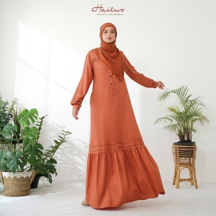 Haitwo Haiday 003 Polosan Gamis Wanita Simple Dailywear Original/ Gamis Remaja Dewasa Sehari-hari