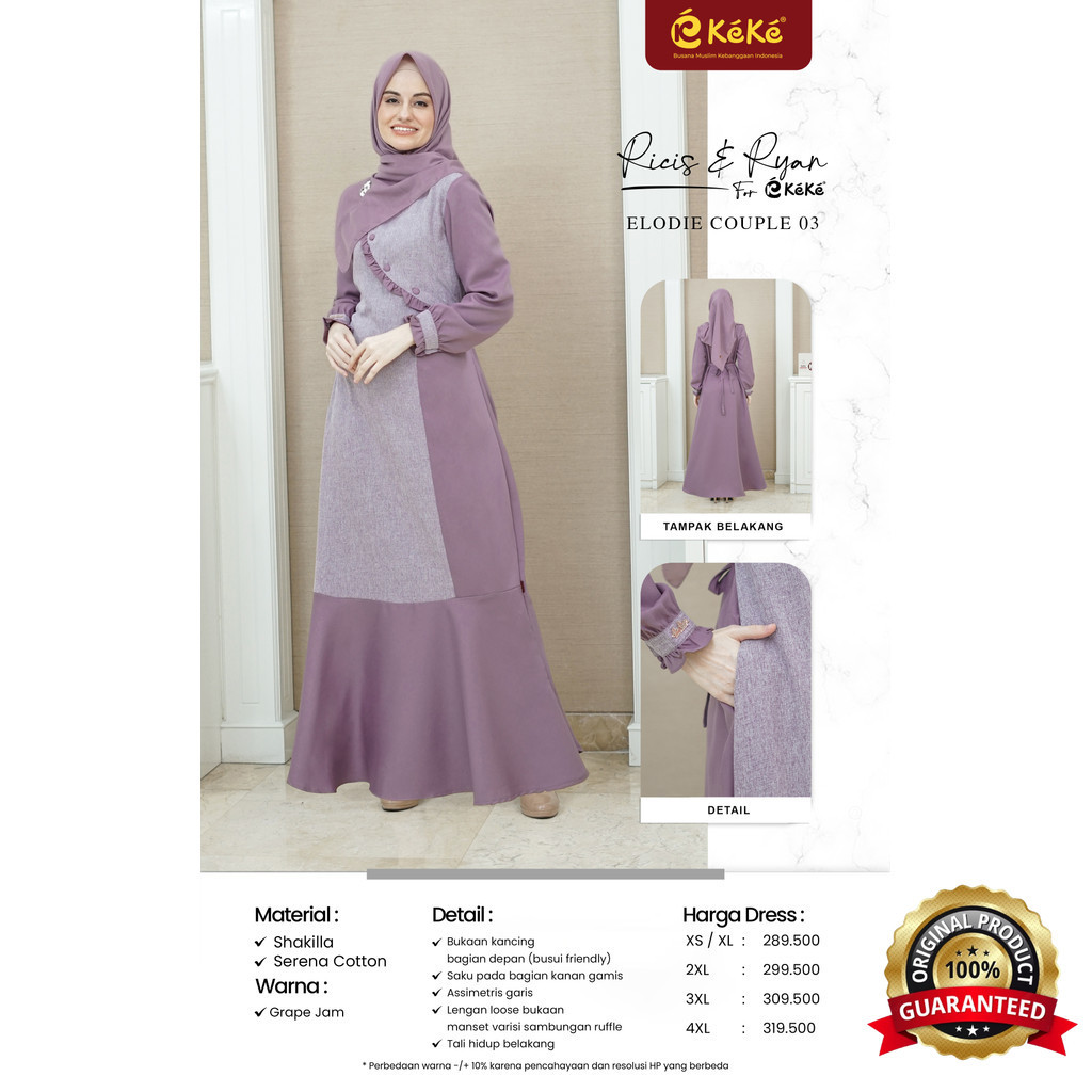 SabilaMall - Cpl Cp Elodie Couple 03 Busana Terbaru Muslimah Gamis by Keke