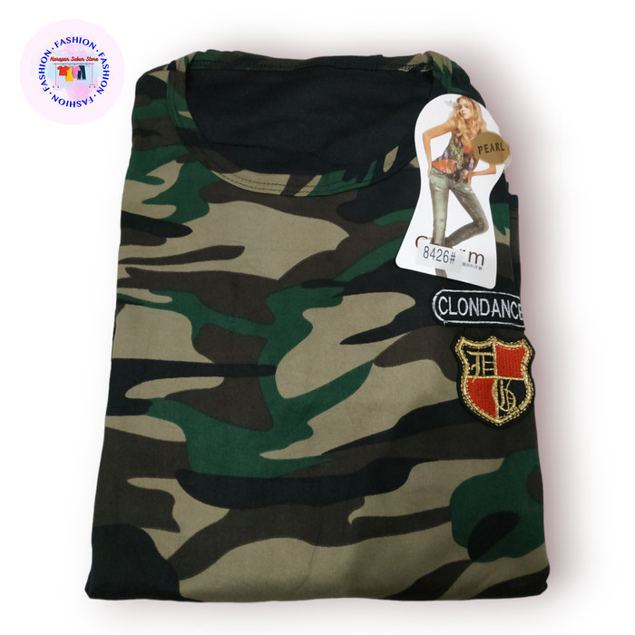 Setelan Baju Lengan Panjang Olahraga senam Loreng Army Wanita - Army 03