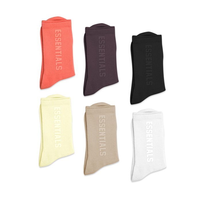 [New Promo] FOG Essentials Rubber Text Mid Socks - Coral Red