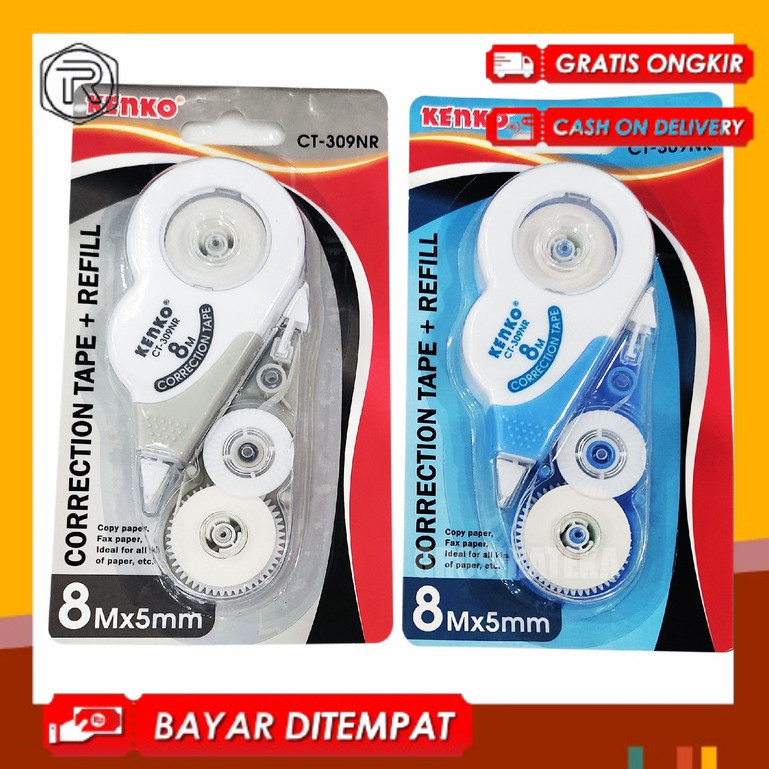 

TIPE X, TIPE X KERTAS, TIPE X PITA, CORRECTION TAPE CT 309NR FREE REFILL KENKO