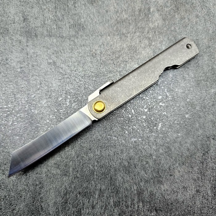 Higonokami Japanese Friction Folding Knife Titanium Handle 14c28n Steel Pisau Lipat Jepang