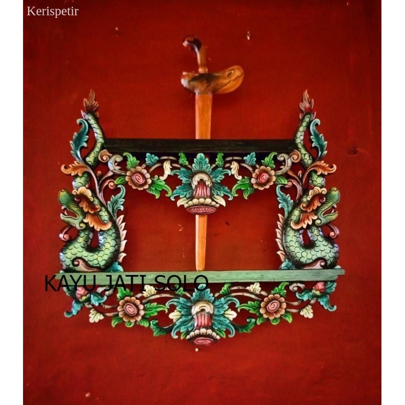 

jagrak tempel untuk keris isi 5 naga kembar sunggingan Antikan KJS72 murah antik