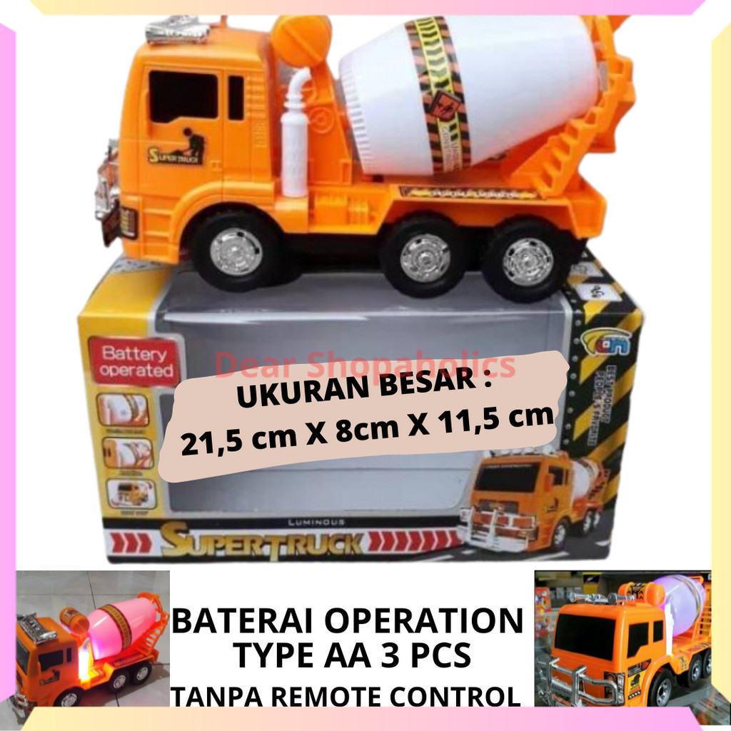 DS-Mainan Anak Mobil Truk Molen Bump and Go Pengaduk Semen Konstruksi Mixer Truck  Bersuara Dan Berl