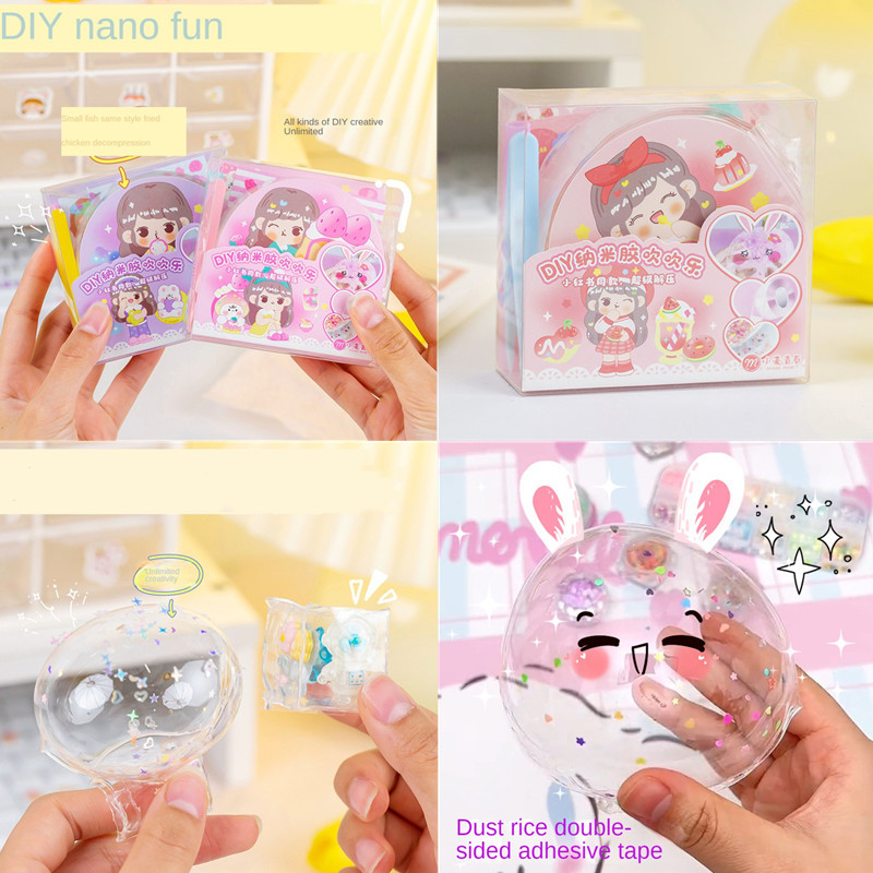 

1Set Multipurpose Nano Tape With Straw Small Flash For DIY Craft Children Bubble Tape Toy Reusable Waterproof Adhesive Nano Tape
