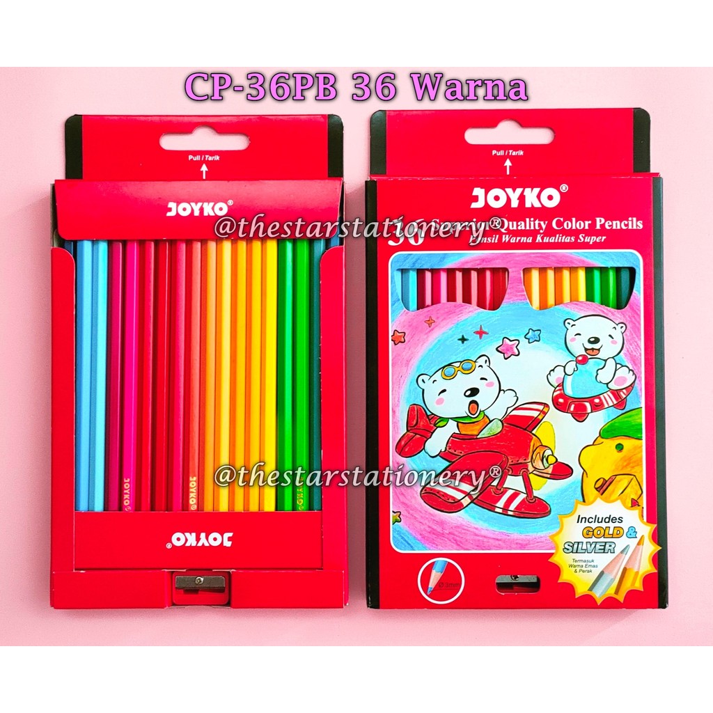 

(1 Set Isi 36 Warna) GROSIR Pensil Warna Joyko CP-36PB 36 Warna Panjang / Pencils Hexagonal Grip PB