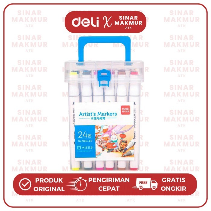 

Sketch/Water-based Marker/Spidol Sketsa Dual Tip 24 Warna Deli 70816-24(SET)