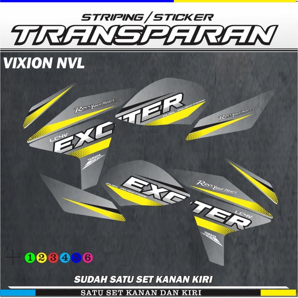SETIKER VARIASI STICKER STRIPING TRANSPARAN UV MOTOR YAMAHA VIXION NVL NEW TAHUN 2012 - 2015 KONSEP 