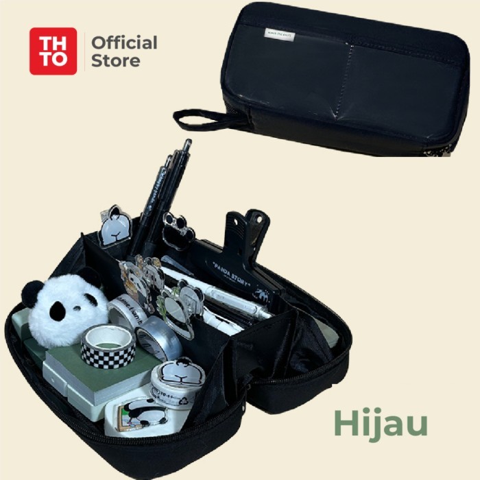 

[New]Promo THTO Tas Tempat Pensil Case Pouch Transparan Kapasitas Besar A079 - Hitam