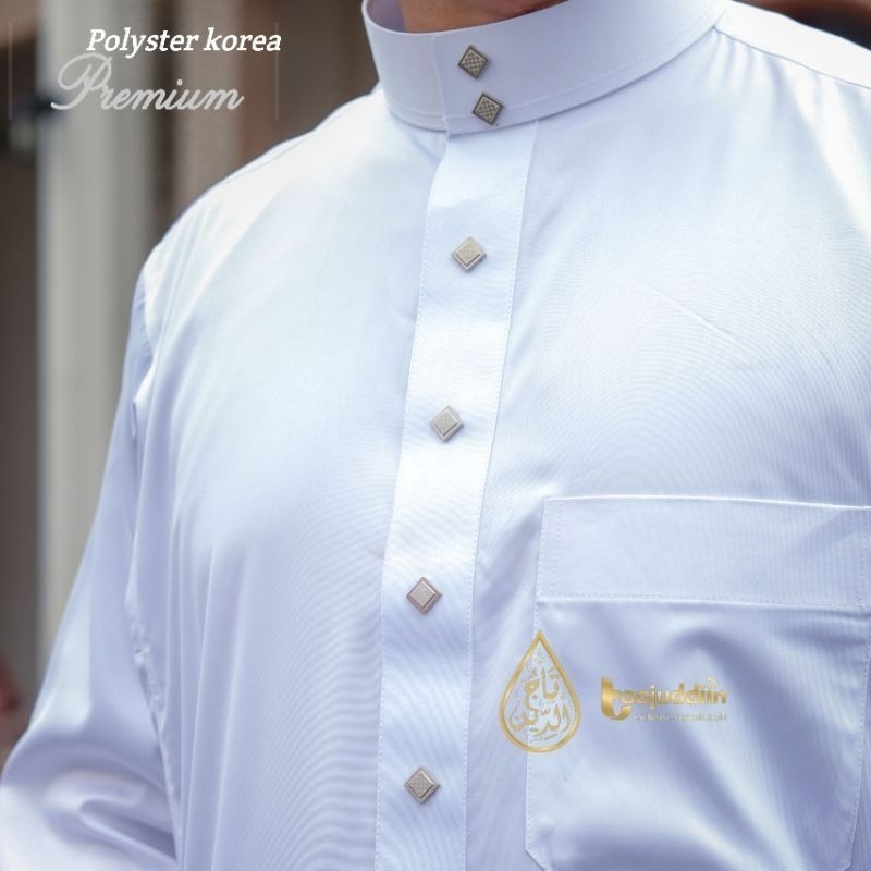 [SALE][HOT] Jubah Gamis Pria Saudi Style Alharamain Polyester Korea Kancing Premium Exclusive Jubah 