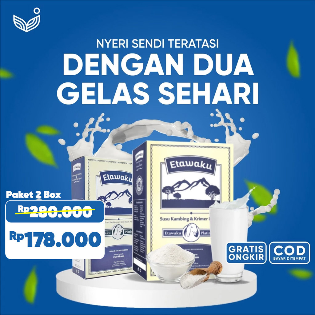 

ETAWAKU PLATINUM (PAKET 2 BOX) - SUSU KAMBING ATASI DARAH RENDAH, MASALAH PERNAFASAN & NYERI SENDI