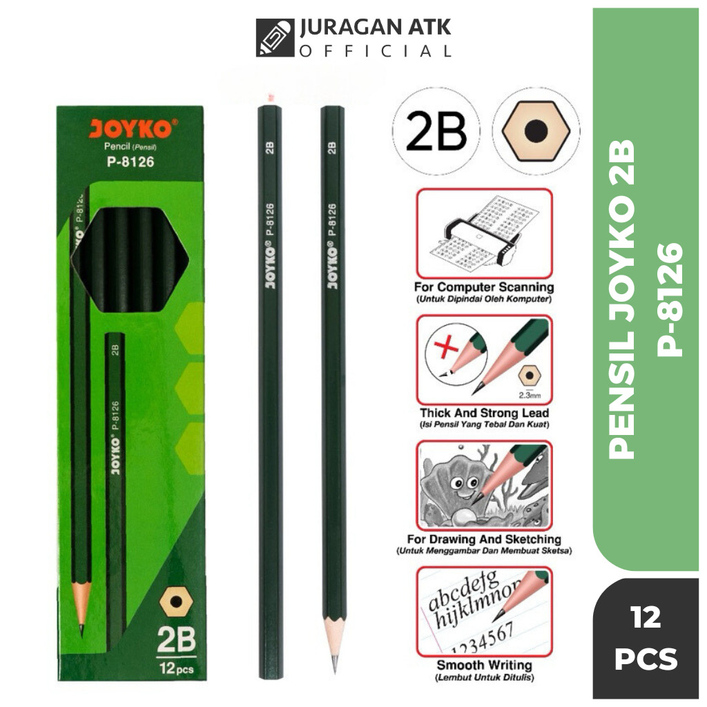 

( 12 Pcs ) Pensil Joyko 2B 1 Box P-8126 / Pencil Joyko 2B 1 Pack 12 Pcs