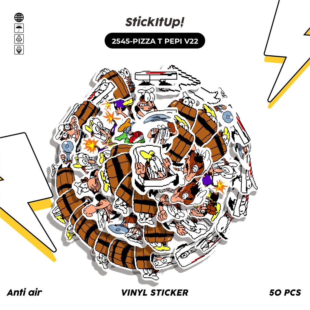 

COD✨ 50 Pcs Stiker Pack PIZZA T PEPI V22 Lucu Aesthetic Vynil Waterproof untuk Freebies Sticker Buku Journal Casing HP Laptop