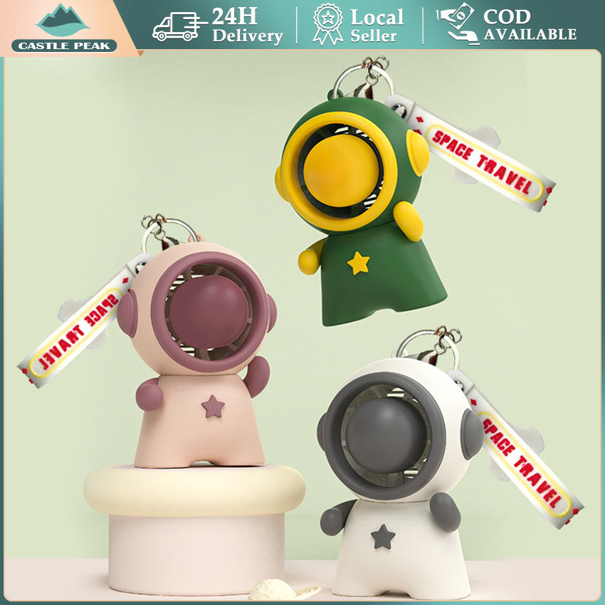 Keychain Kipas Angin Portable Mini Astronot Cute Karakter Gantungan Kunci Astronot Kipas Gantung Ast