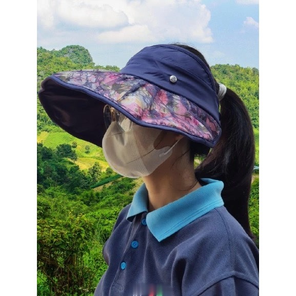 Kiara Topi Visor Pantai Anti UV Wanita Import Topi Pantai Pelindung Anti UV/Topi Kebun Wanita Lebar